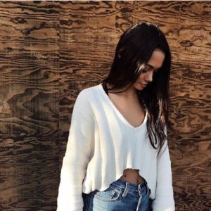 Slouch ribbed high low sweater